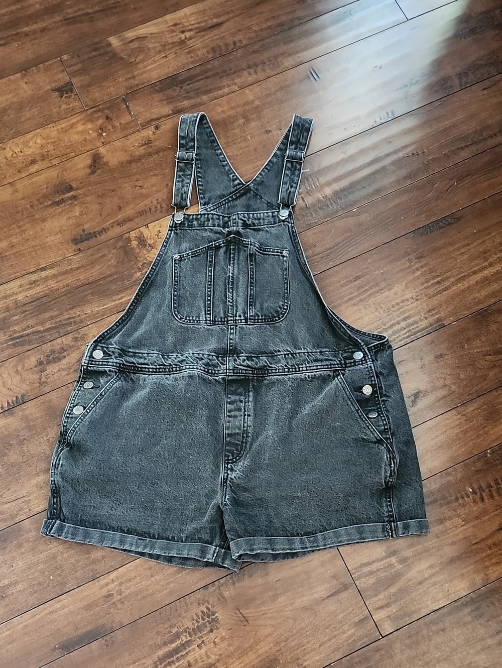 Old Navy Black Denim Short Overalls XL